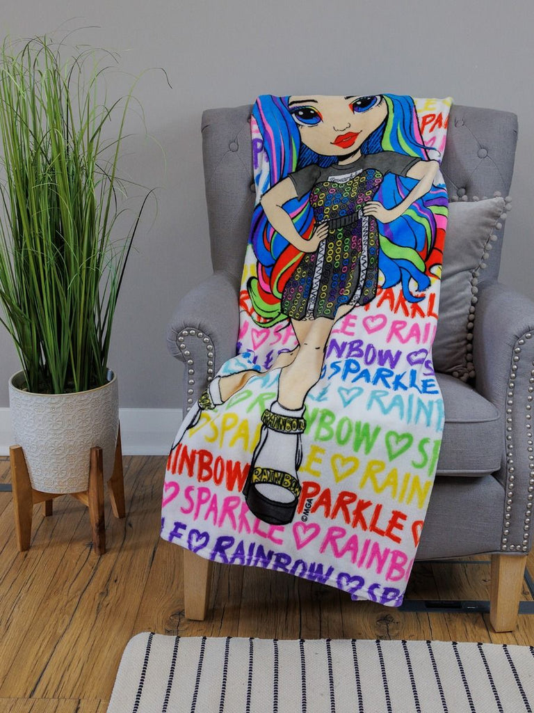 Rainbow High Throw Size Fleece Blanket (SUPER SOFT) Kids Korna