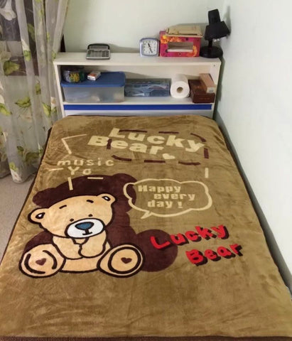 Lucky Bear Throw Size Faux Mink Blanket (cot)