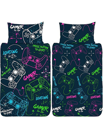 Gamer For Life Neon Reversible Single Quilt Cover Set