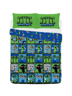 Minecraft Aop Double to Queen Quilt Cover Set - POLYESTER