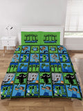 Minecraft Aop Double to Queen Quilt Cover Set - POLYESTER