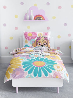 Paw Patrol Flowers Reversible - Toddler/ Junior/ Cot Quilt Cover Set