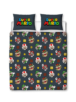 Nintendo Super Mario Blackened Double to Queen Quilt Cover Set - POLYESTER