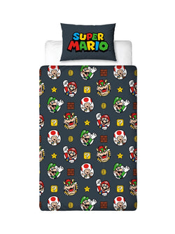 Nintendo Super Mario Blackened Single Quilt Cover Set POLYESTER