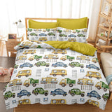 PRE ORDER Little Wheels Cars Buses Trucks Quilt Cover Set