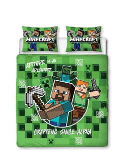 Minecraft Block Check Double to Queen Quilt Cover Set
