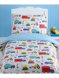 Bright Trucks Toddler/ Junior/ Cot Quilt Cover Set