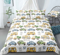 PRE ORDER Little Wheels Cars Buses Trucks Quilt Cover Set