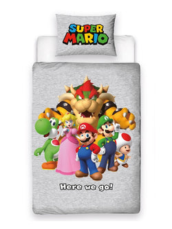 Super Mario Bros Here We Go "Reversible" Licensed Single Quilt Cover Set