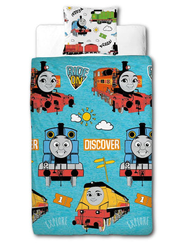 Thomas The Tank Engine Ride On  "Reversible" Single Quilt Cover Set POLYESTER