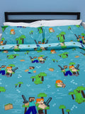 Minecraft Level Up Double to Queen Quilt Cover Set - POLYESTER