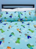 Minecraft Level Up Double to Queen Quilt Cover Set - POLYESTER