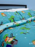 Minecraft Level Up Double to Queen Quilt Cover Set - POLYESTER