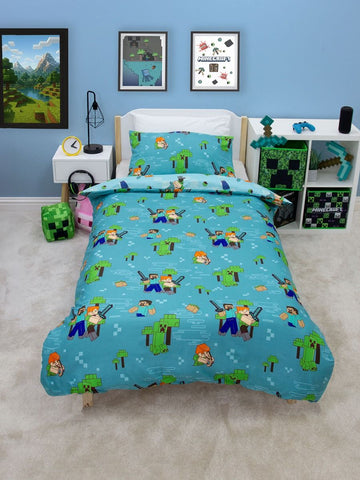Minecraft Level Up Single Quilt Cover Set POLYESTER