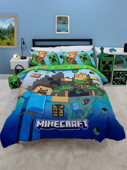 Minecraft Levels Double to Queen Quilt Cover Set