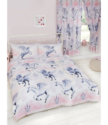 Double to queen Quilt Cover Set - Unicorn Pink