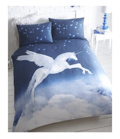 Unicorn Blue Single Quilt Cover Set