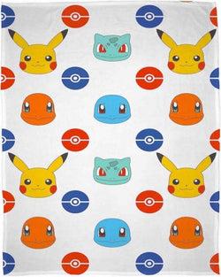 Pokemon Badges Throw Size Fleece Blanket (SUPER SOFT)