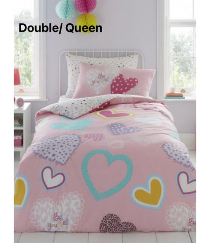 Hearts Double to Queen Quilt Cover Set