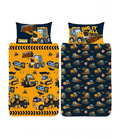 JCB Dig It Digger Single Quilt Cover Set