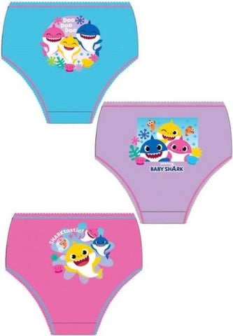 Official Girls Baby Shark Briefs 3 Pack, Wholesale Kids Underwear, Wholesale Character Products, A&K Hosiery