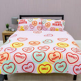 Love Hearts Happy Double to Queen Quilt Cover Set