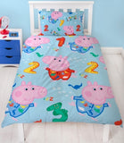 George Pig Counting Licensed Single Quilt Cover Set POLYESTER