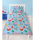 George Pig Counting Licensed Single Quilt Cover Set POLYESTER