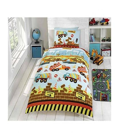 Trucks Under Construction Single Quilt Cover Set