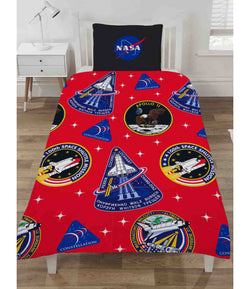 NASA Space Mission Badges Reversible Licensed Single Quilt Cover Set