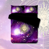 Purple Sun Moon Galaxy Quilt Cover Set