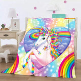 Rainbow Unicorn Queen Faux Mink Blanket All Season