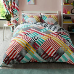 Classic Geo Stripe "Reversible" King Size Quilt Cover Set