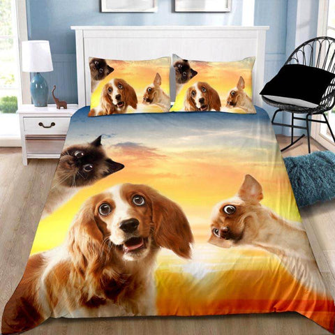Crazy Animal Dog Cat Quilt Cover Set
